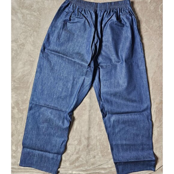 Relaxed Fit Denim-Look Lounge Pants Women 18/3XL Tight Elastic Waist Roomy Hips - Picture 8 of 9